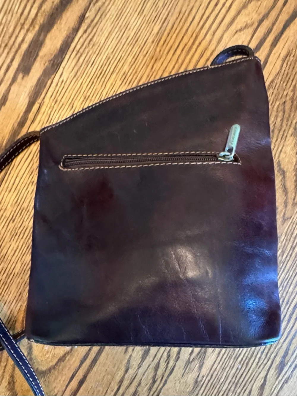 Florence Genuine Leather Crossbody Bag — Burgundy